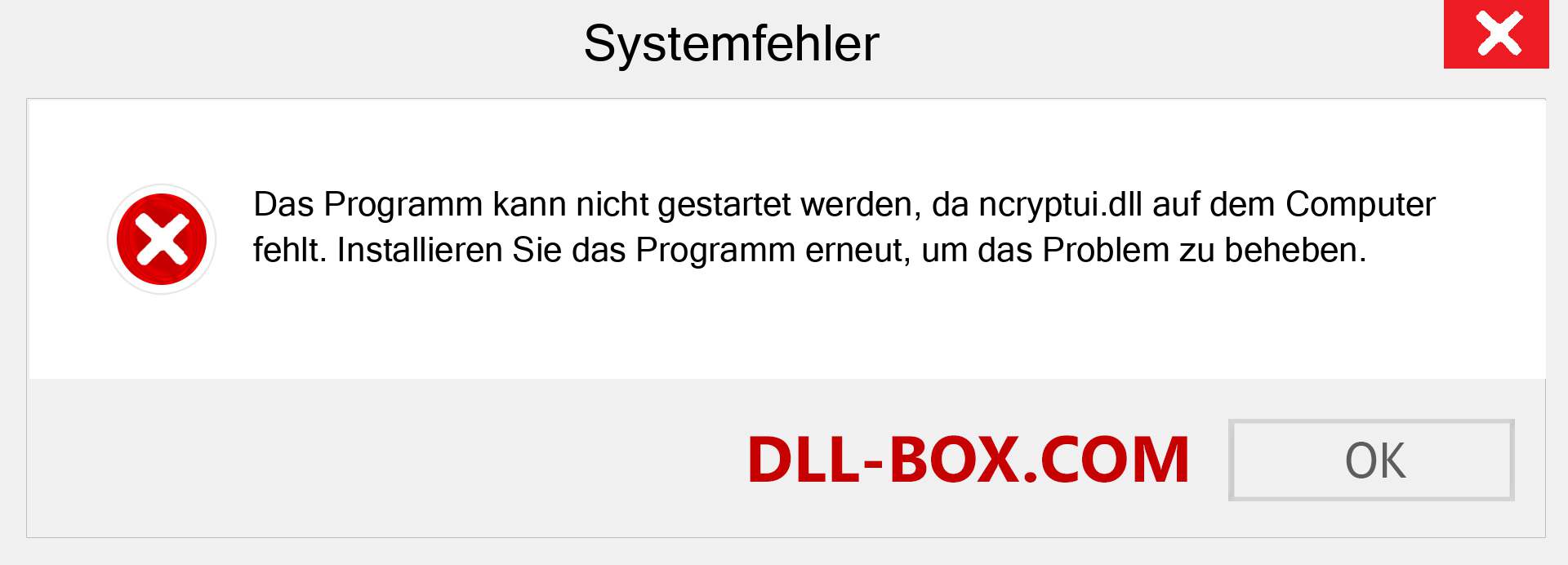 ncryptui.dll-Datei fehlt?. Download für Windows 7, 8, 10 - Fix ncryptui dll Missing Error unter Windows, Fotos, Bildern