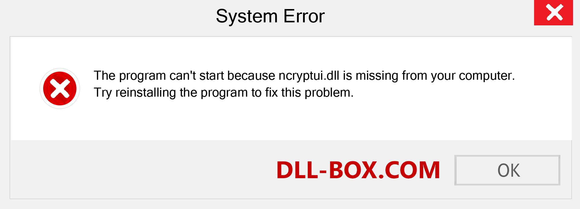  ncryptui.dll file is missing?. Download for Windows 7, 8, 10 - Fix  ncryptui dll Missing Error on Windows, photos, images